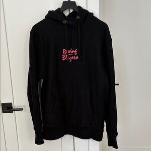 ROWING BLAZERS Black Hoodie with Pink Logo